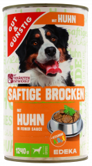 Gut & Günstig Saftige Brocken mit Huhn in feiner Sauce, 6 x 1240g Dosen