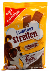 Gut & Günstig Lieblings Streifen Hundeleckerli mit Geflügel 15 x 200g Packungen