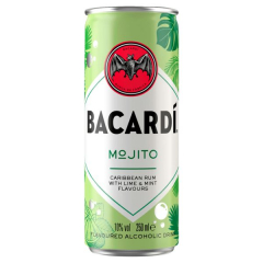 Bacardi Rum Mojito alkoholisches Mischgetränk 10% vol., 12 x 250ml Dosen EINWEG