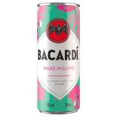 Bacardi Rum Razz Mojito alkoholisches Mixgetränk 10% vol., 12 x 250ml Dosen EINWEG