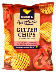 Edeka Herzstücke Gitter Chips grilled Paprika, 6 x 125g Tüte