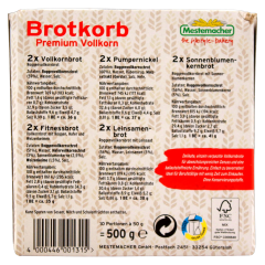 Mestermacher Brotkörbchen premium Vollkornbrot, 12 x 500g Packung