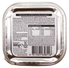 Edeka Feine Pastete mit Rind Kartoffeln & Kräutern Hundefutter, 10 x 300g Schale