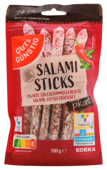 Gut & Günstig Salami Sticks pikant, 8 x 100g Beutel