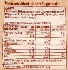 Gut & Günstig kräftiges Roggen Mischbrot, 6 x 500g Packung