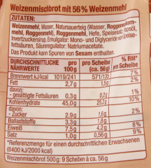 Gut & Günstig Mildes Weizen Mischbrot, 6 x 500g Beutel