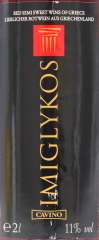 Cavino Imiglykos Rotwein lieblich 11% vol., 6 x 2 l Flasche