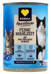 Edeka Herzstücke Katzenfutter Feine Mahlzeit mit MSC-Seelachs in Geele, 20 x 400g Dose