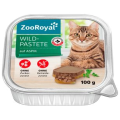 ZooRoyal Katzenfutter Wildpastete auf Aspik, 16 x 100g Schale