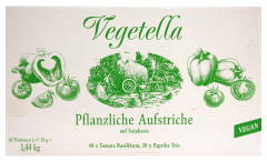 Vegetella Pflanzliche Aufstriche auf Sojabasis, 1 x 1.44 kg Karton ( 60 x 24g Portionsschälchen)
