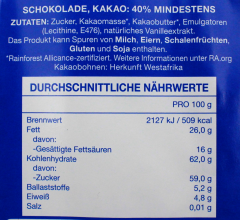 Donckels Block Schokolade 40% Kakao, 17 x 200g Tafel