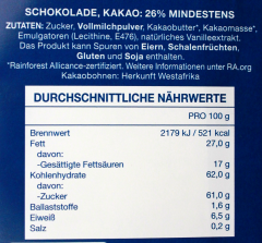 Donckels Vollmilch Kuvertüre 26% Kakao, 17 x 200g Tafel
