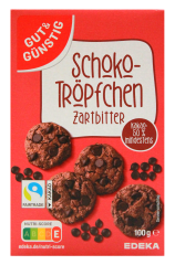 Gut & Günstig Schoko-Tröpfchen Zartbitter, 6 x 100g Packung