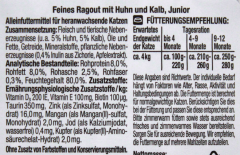 Herzstücke Feines Ragout Junior mit Huhn & Kalb Katzenfutter, 16 x 100g Schale