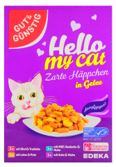 Gut & Günstig Hello my Cat Zarte Häppchen in Geele 4 Sorten Katzenfutter, 4 x 1.2 kg Packung