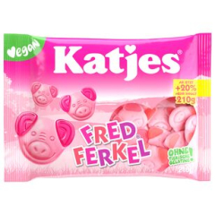 Katjes Fred Ferkel Schaumzucker mit Fruchtgummi vegan, 16 x 210g Beutel