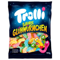 Trolli Saure Glühwürmchen Fruchtgummi, 24 x 150g Tüte