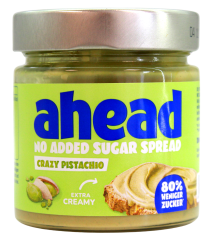 ahead Crazy Pistachio-Creme ohne Zuckerzusatz, 3 x 200g Glas