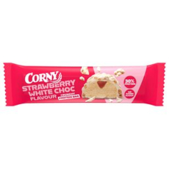 Corny Strawberry white Chocolat crunchy Flavour Proteinriegel, 12 x 45g Riegel