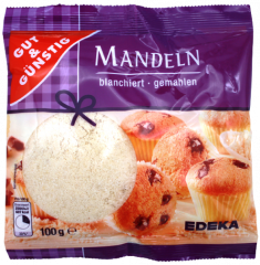 Gut & Günstig Mandeln blanchiert und gemahlen 25 x 100g Tüten