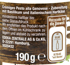 Gut & Günstig Pesto alla Genovese 6 x 190g Gläser