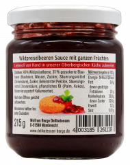 Berge Wildpreiselbeeren Sauce 3 x 215g Gläser